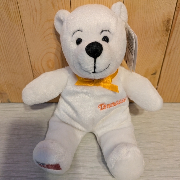 Symbolz White Plush Bear with Yellow Bow 8 Inch Tall 2003 - Picture 3 of 6
